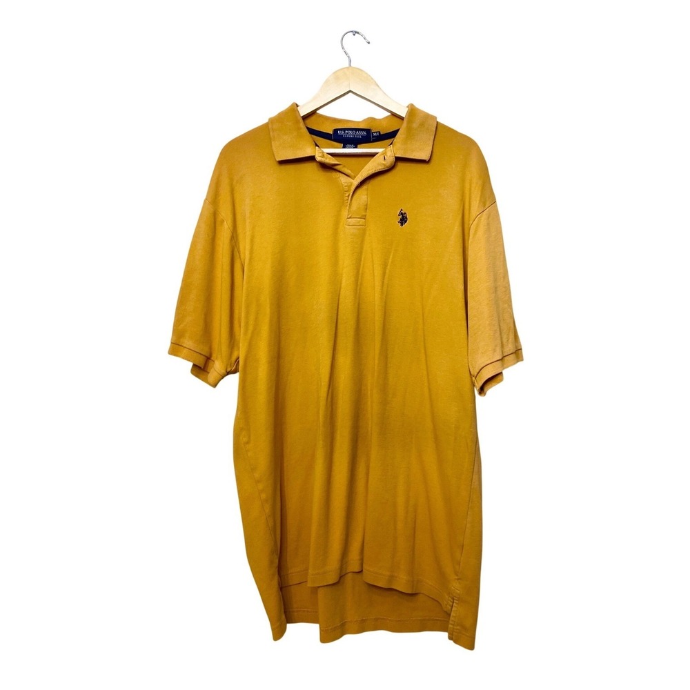 US Polo Assn Mens XLT Mustard Yellow Luxury Feel Cotton Short Sleeve Polo Shirt
